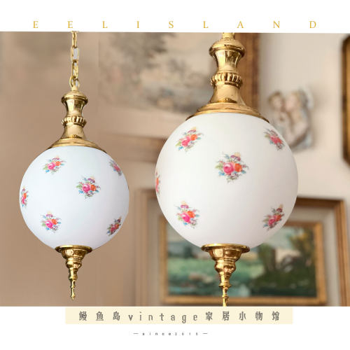 鳗鱼岛原创圆形花柄吊灯玻璃