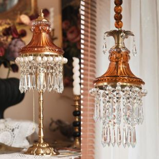 法式 玄关灯玳瑁床头灯黄铜灯过道壁灯 中古风复古水晶玻璃黄铜欧式