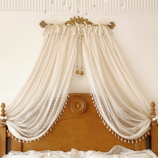 原创黄铜床幔架床头帘法式 饰卧室拍摄背景 门帘蕾丝流苏慵懒家居装