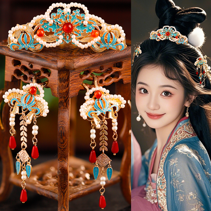 古风复古烧蓝发饰组合