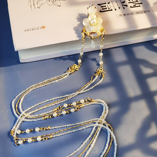 赵露思同款汉服后压发饰长流苏步摇发夹古风珍珠头饰宫廷百搭配饰