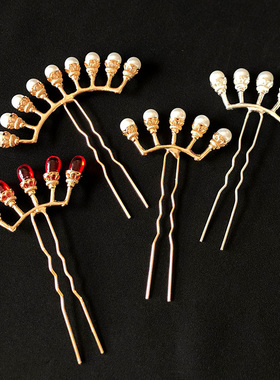 汉服头饰古风发饰发冠套装珍珠排钗排簪珠钗发钗簪子明制古装配饰