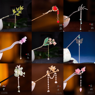 烟雨晴 汉服头饰发簪合金檀木挽发盘发中式簪子醋酸古风清冷配饰