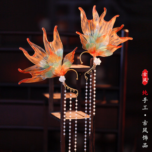 锦鲤耳饰发饰流苏手工