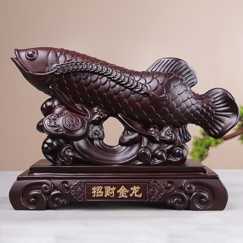 实木雕刻木雕金龙鱼工艺品摆件