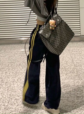 美式高街两条杠工装裤女夏季2025新款速干百搭阔腿运动裤休闲卫裤