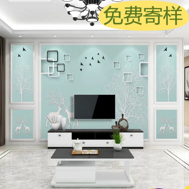 北欧电视背景墙壁纸简约现代墙纸3d立体客厅墙布简欧
