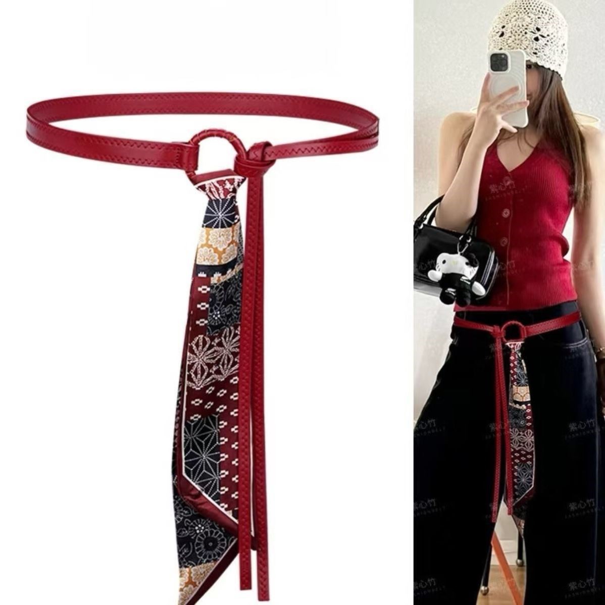 复古美式丝巾腰带女2026新款高级感百搭腰链小众设计时尚腰间配饰