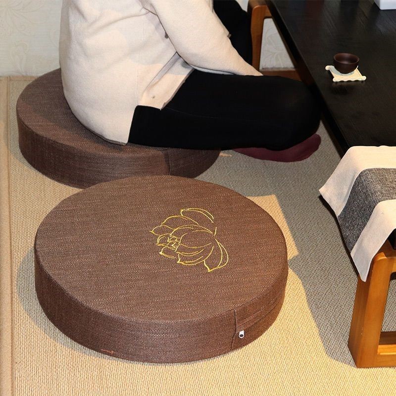 九品莲花拜佛蒲团缎面拜垫拜佛跪垫拜佛垫印花打坐垫佛堂跪垫