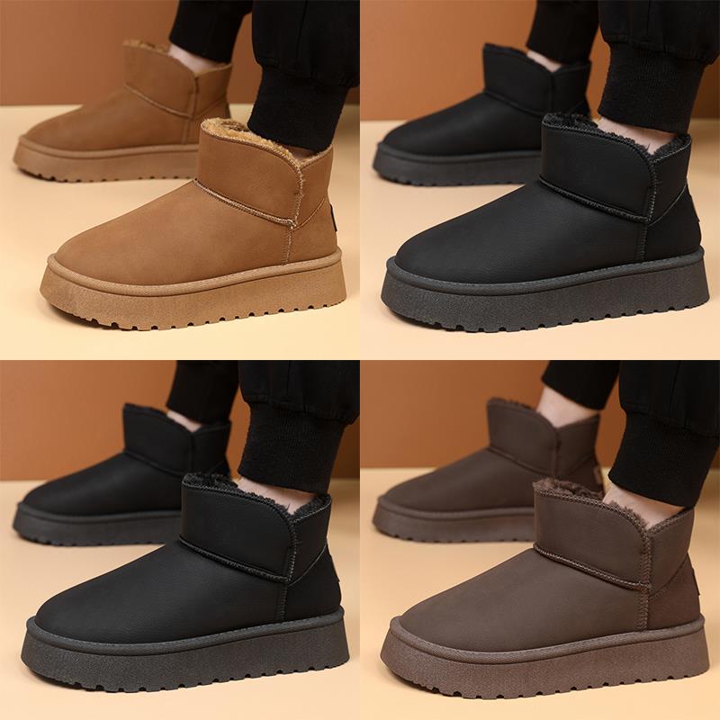 雪地靴男款冬季加绒保暖防水棉鞋皮毛一体东北防寒防滑情侣面包鞋