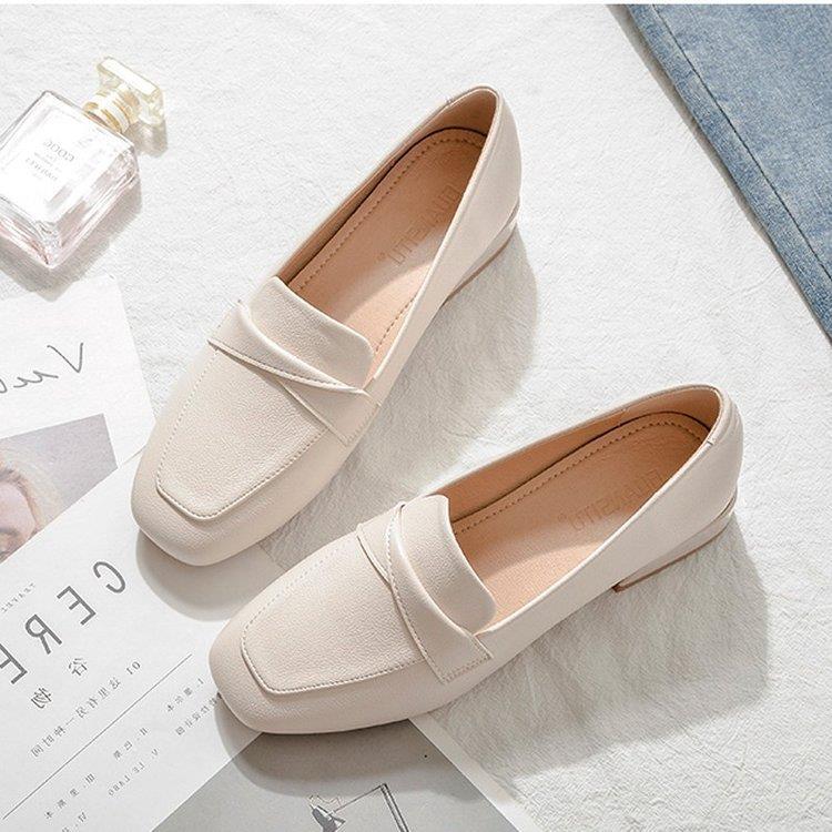 2024年春季新款皮面乐福鞋女潮粗跟英伦风小皮鞋懒人一脚蹬单鞋女