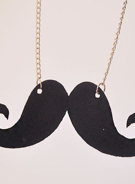 复古做旧胡子造型吊坠 玩味街拍链条长款项链 毛衣链 女