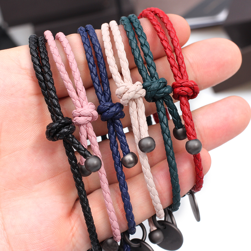 羊皮bv03编织手链女 日韩情侣皮绳手绳情人节红绳手环男生日礼物