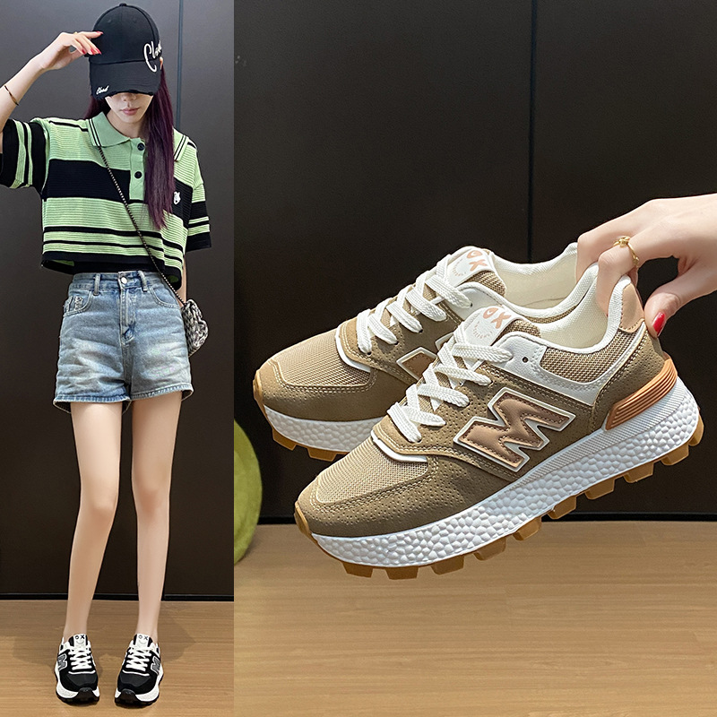 2025春季新款韩版透气老爹鞋女学生休闲鞋女厚底跑步鞋j6109