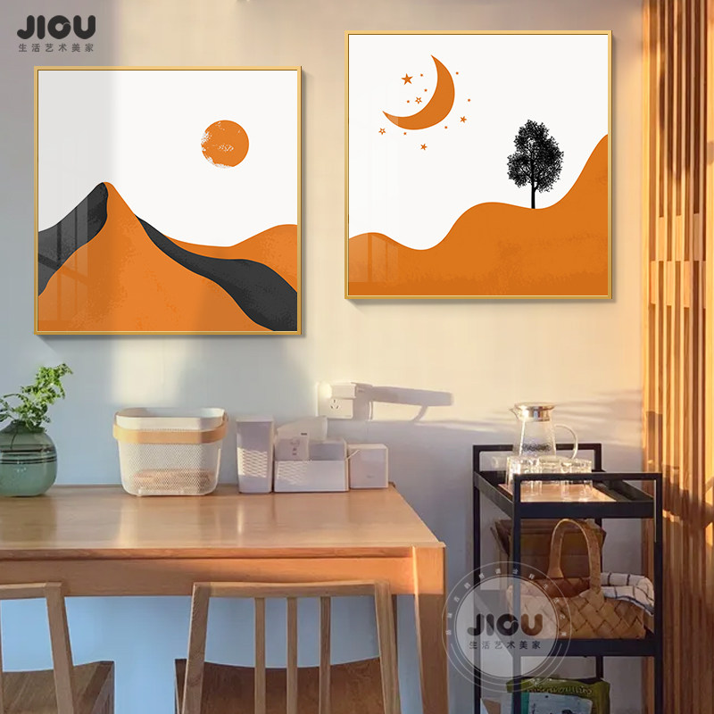 北欧文艺玄关装饰画现代简约客厅餐厅橙色正方形挂画ins抽象壁画|msdalam kategori Aksesori rumah, lukisan hiasan, lukisan hiasan moden - dari Buy2taobao.com untuk memberikan perkhidmatan ejen Taobao profesional membeli