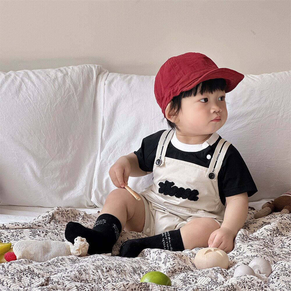 Cute baby婴幼儿衣服2026夏季1-3岁休闲男宝宝短袖背带裤套装薄款