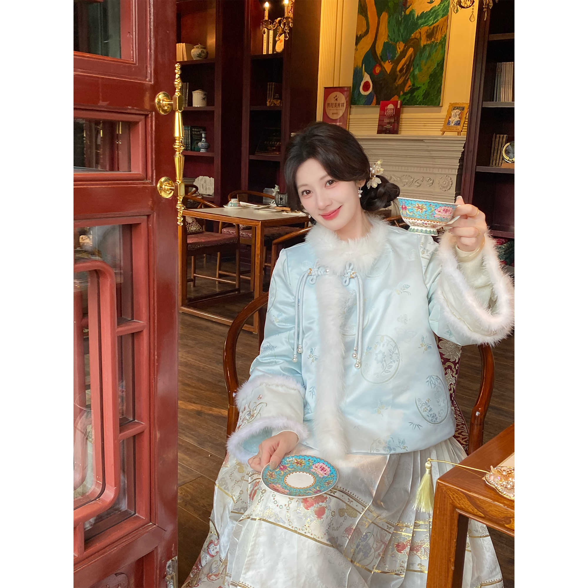 GA盈瓷新中式「呦呦鹿鸣」初冬外套新款高级感小个子国风羽绒服女