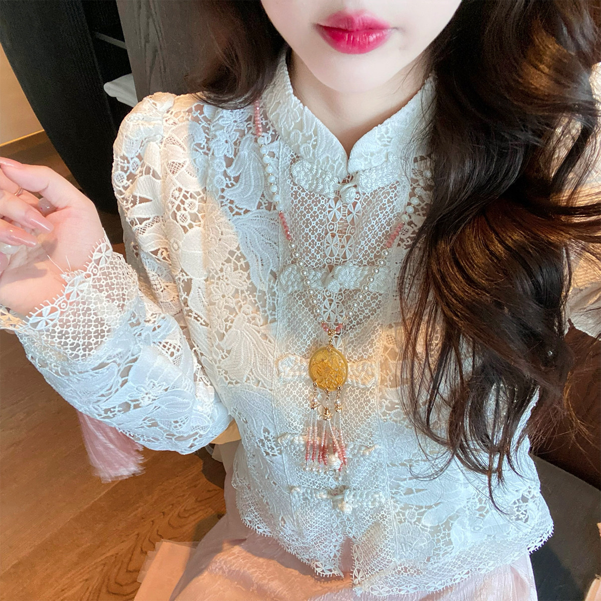 【189元福利款】新中式国风蕾丝小上衣女装蕾丝春日衬衫女