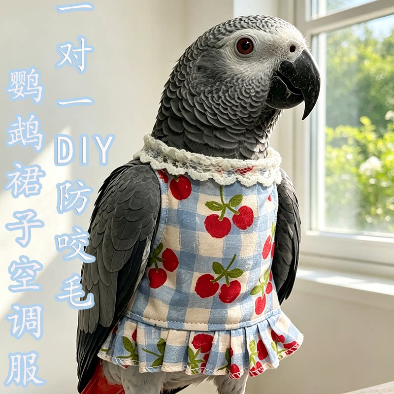 灰机鹦鹉鸟夏季薄棉防咬毛背心裙