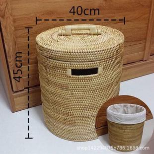 饰筐花篮手工编织手提杂物桶 越南秋藤编脏衣服桶浴室家用收纳筐装