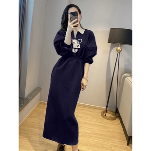 2023新款 polo领收腰长款 连衣裙小众设计赫本风裙子早春季 欧洲站货