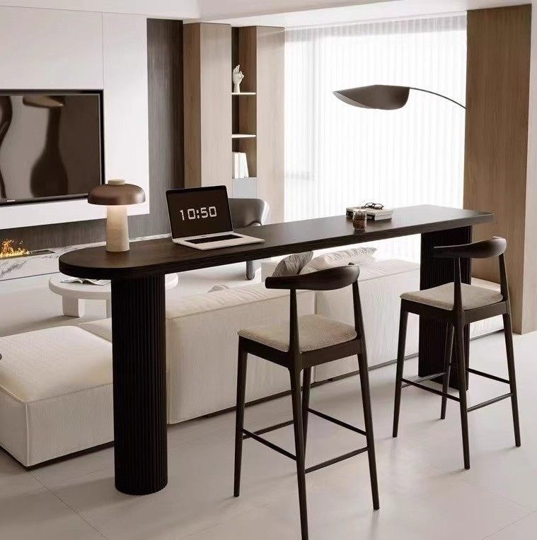 意式极简实木高脚吧台桌家用客厅横厅现代简约轻奢长条桌吧台桌子