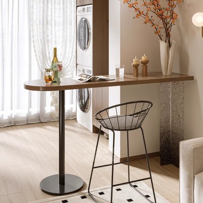 实木吧台桌隔断现代简约客厅小户型高脚桌咖啡桌长条沙发边酒吧台