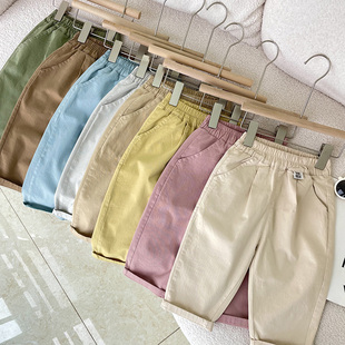 【夏日清凉曲】儿童休闲裤男童宽松束脚裤纯色韩版男女童百搭外穿