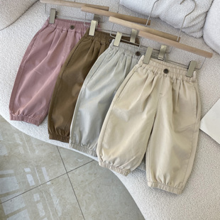 儿童休闲裤男童宽松束脚裤纯色韩版男女童百搭外穿