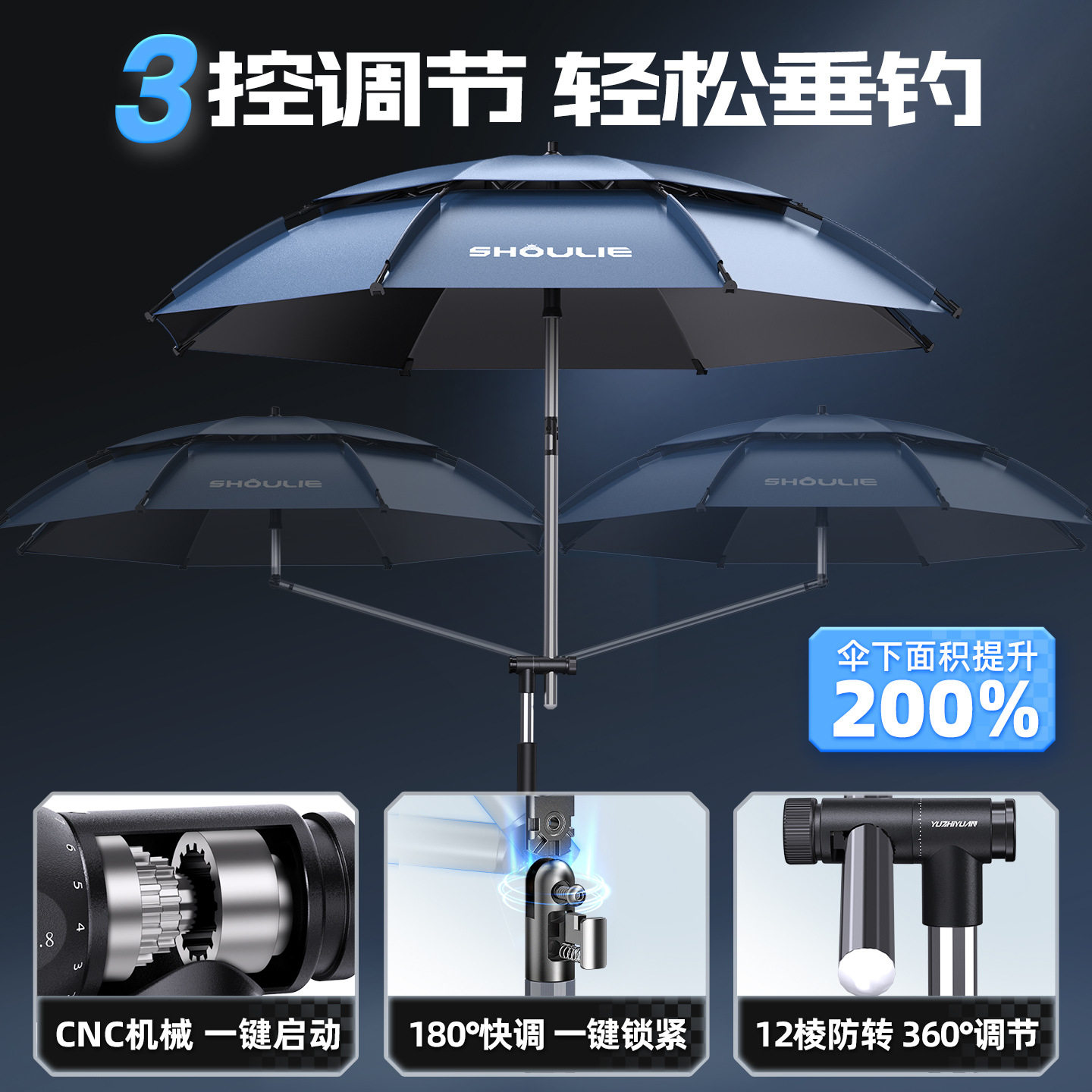 渔之源狩猎系列扣架钓鱼伞2025新款户外休闲露营遮阳野钓黑坑钓伞