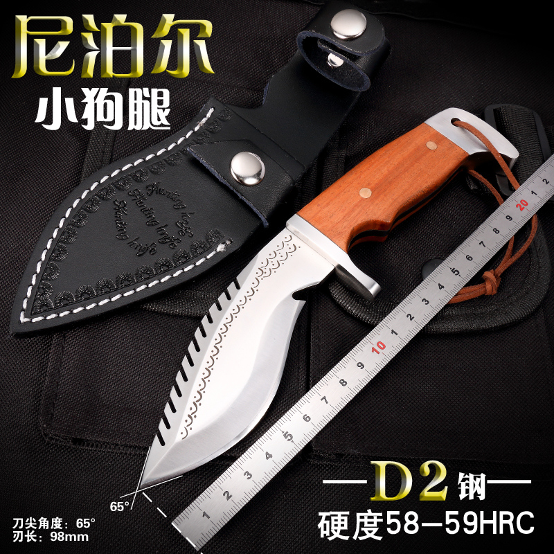 高硬度锋利D2钢刀荒野求生直刀户外合法防身一体随身开刃手工小刀