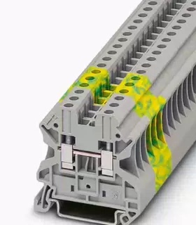 UT35螺钉式导轨接线端子排UT-35PE黄绿接地组合直通式蓝灰可选