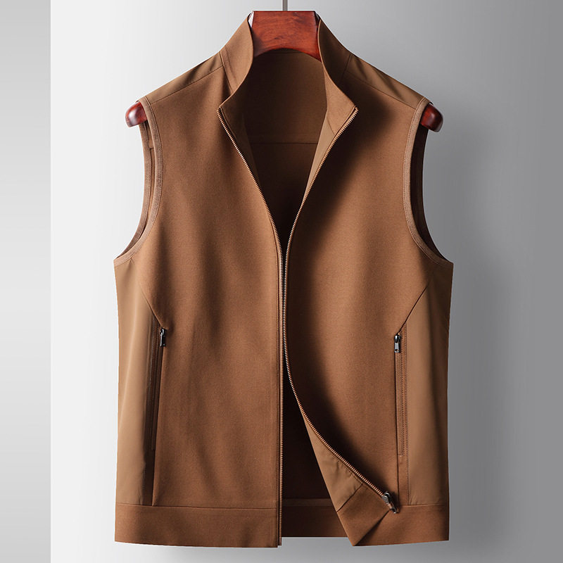 男式休闲马甲2025春秋轻奢商务马甲青年纯色锦氨微弹无袖立领外套,男装,常规马甲,淘宝优惠券,粉丝福利购,淘宝优惠卷