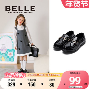 新款 女孩乐福鞋 儿童时尚 百丽童鞋 宝宝皮鞋 2025秋季 单鞋 女童黑皮鞋