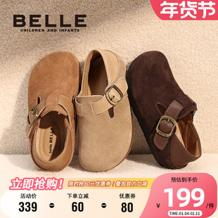 百丽童鞋女童复古勃肯鞋2025春秋新款中大童时尚单鞋儿童小皮鞋