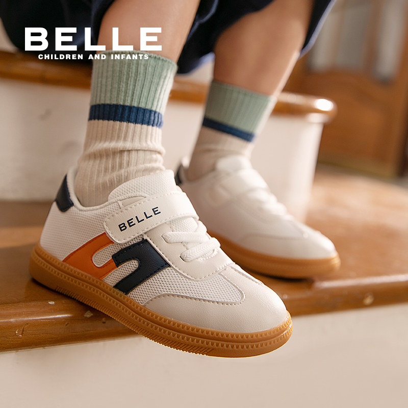 百丽童鞋儿童时尚板鞋春夏百搭运动鞋男女童休闲鞋透气软底德训鞋