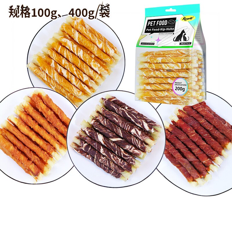 豆干串宠物食品狗狗零食鸡鸭牛肉缠牛皮卷磨牙洁齿棒咬胶麻辣