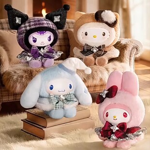 官方正品 三丽鸥绒绒格调系列搪胶毛绒盲盒凯蒂猫挂饰公仔女生礼物