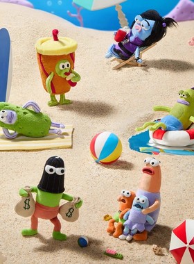 官方正品X11海绵宝宝比奇堡居民的一天路人鱼毛绒盲盒潮玩挂件女