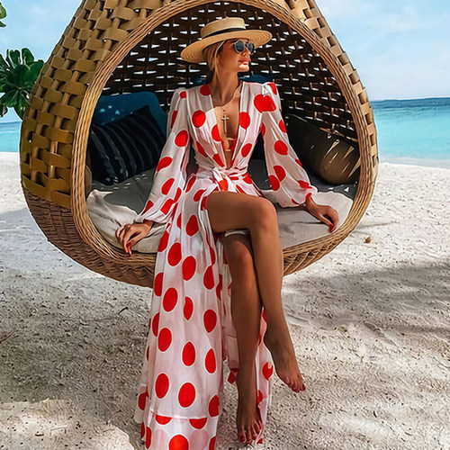 Kimono Plus Size Tunic Sexy Long Sleeve Swimwear Cover-Ups新
