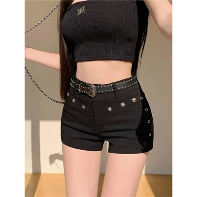 高腰休闲修身紧身短裤女