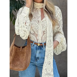 loose color neck shirt women 女士纯色宽松挂脖衬衫 for Solid