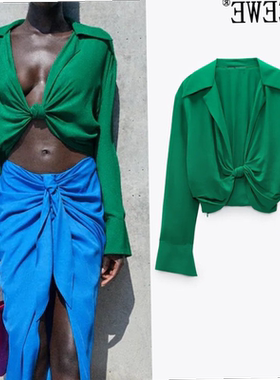 er Blouse Women 2021 Fashion Knot Streetwear Elegant Blouses