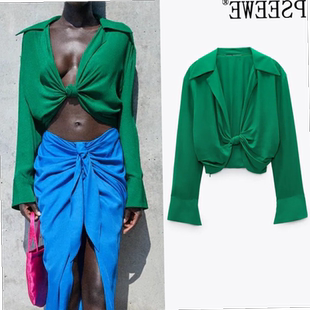 er Blouse Women 2021 Fashion Knot Streetwear Elegant Blouses