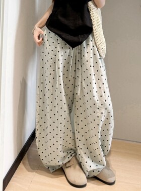 高腰波点休闲宽松阔腿裤Wave point casual loose wide leg pants