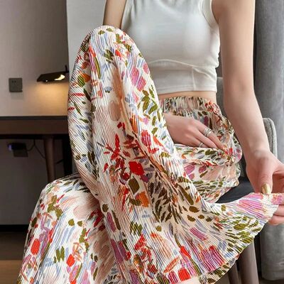 Wide leg pants for women's summer new style沙滩裤高腰2024夏