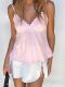camisole Summer vest吊带木耳边露背背心女 solid color women