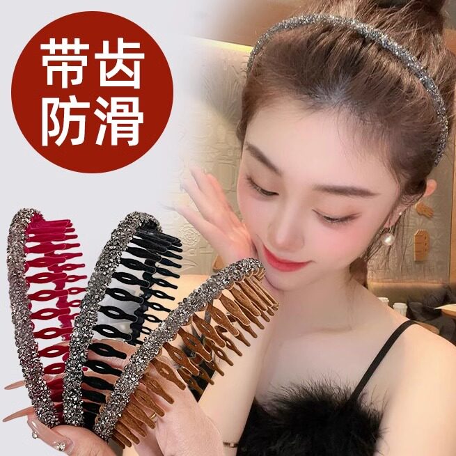 高级感丝绒水钻发箍女2026新款图片