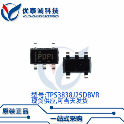 电源管理TPS3838J25DBVRG4 TPS3838J25 丝印:PDPI SOT-23-5