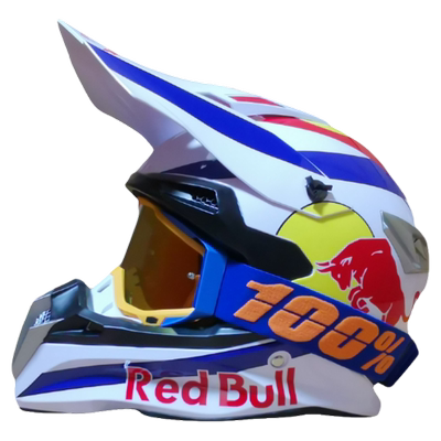 2025越野头盔透气男赛车装备DOT四季通用儿童越野头盔红牛头盔